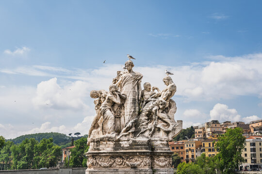 Allegorical Monument on Ponte Vittorio Emanuele II, Rome, Italy