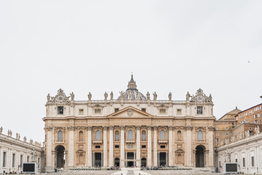 St Peter's Basilica with Tourists, Vatican City, Italy