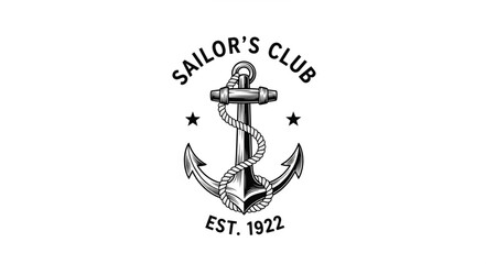 Vintage Sailors Club emblem featuring an anchor, rope, and stars, established in 1922. © Ahmad