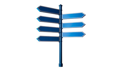 Directional sign stands tall with multiple arrows pointing in different directions isolated on transparent background cut out © Ivan