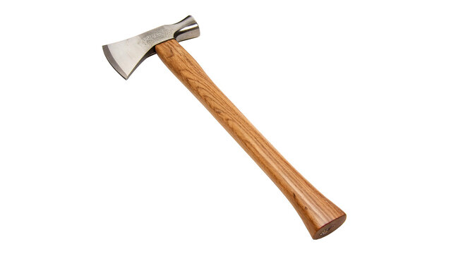 Wooden handled axe isolated on transparent background cut out