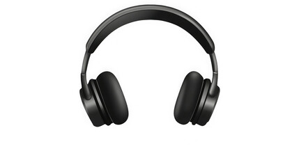 Black over the ear headphones with microphone on transparent background for customer support