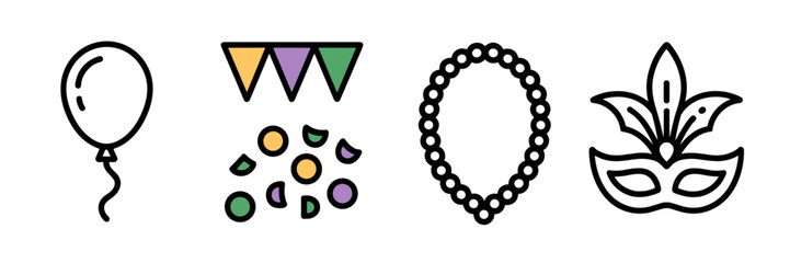 Obraz premium Modern carnival decoration icons – Great for social media assets.