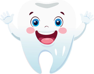 Naklejka premium Baby milk tooth falling out with happy expression, child dentistry milestone symbol 
