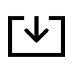 Simple black download icon with an arrow and box.