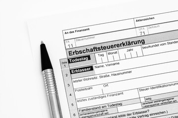 Obraz premium Erbschaftsteuererklärung