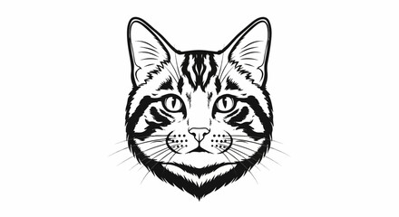 Obraz premium Detailed black and white illustration of a cat's face with stripes