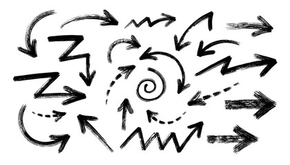 Hand Drawn Arrow Doodle Set Sketch Direction Arrows Collection Illustration