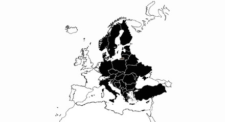 Obraz premium Blacked out countries on a simplified map of Europe