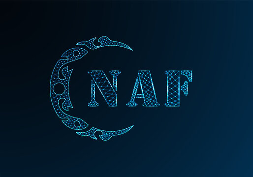 Low poly letter logo NAF design. NAF letter logo low poly vector design on blue color gradient background. NAF logo low poly design