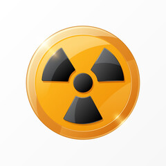 Fototapeta premium Nuclear radiation or radioactive energy hazard warning icon in a glossy glass style. Vector 3D illustration.