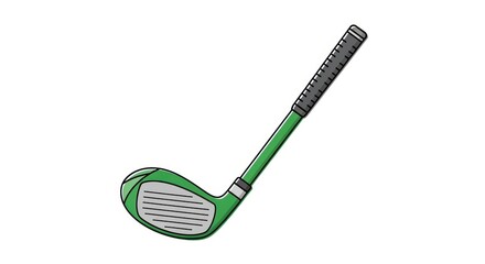Illustration of a green golf club on white background.