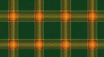 Vibrant green and orange plaid pattern design.