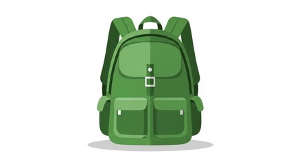 Simple green backpack illustration on white background.
