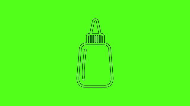 Glue bottle line icon animation on green screen background adhesive container vector