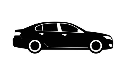 Fototapeta premium Black sedan automobile silhouette isolated on white background transportation concept
