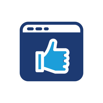 webpage with tumbs up sign colored icon vector design good for web or mobile app