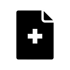 Fototapeta premium High-contrast minimalist medical cross icon displayed on a sleek black folded paper card, ideal for healthcare, clinic, or wellness branding and digital design projects.