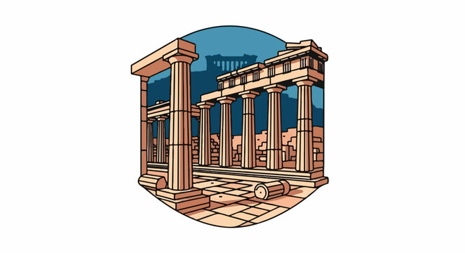 Ancient stone ruins with columns and sky