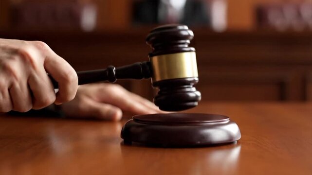 Judge Gavel Being Held by Hand.
