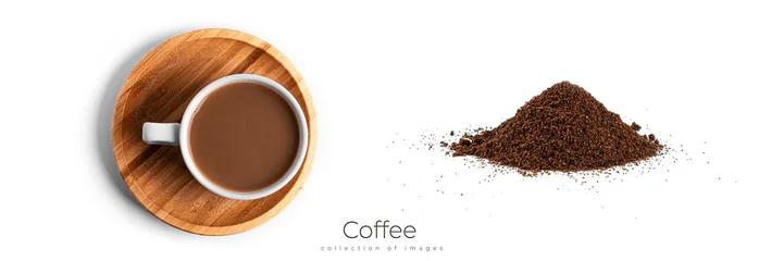 Fototapete Rund Cafe Coffee with milk in cup isolated on white background. High quality photo  © Светлана Гуркова