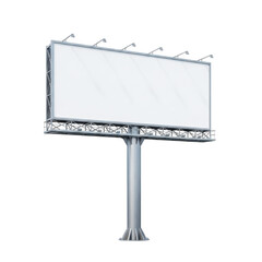 Obraz premium A blank billboard on a metal pole against a white background is visible.