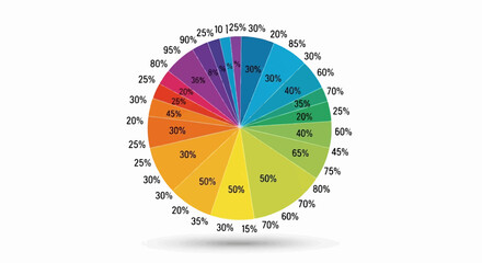 Colorful pie chart showing percentages of various data slices