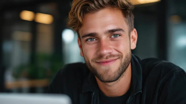 Young man in modern office environment