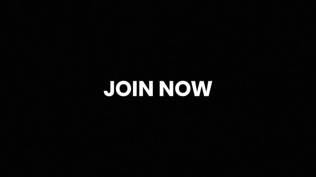 Join Now Liquid Glitch Text Animation 4K for Membership Signups and Community Growth Campaigns
