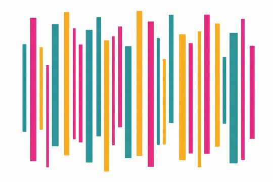 Colorful lines of different lengths and widths form pattern that can be used for art or decoration in various settings