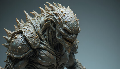 Fototapeta premium A close-up of a detailed monster sculpture with a dark background