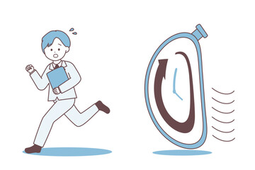 時間に追われるビジネスパーソン｜締切やタイムリミットのイメージイラスト