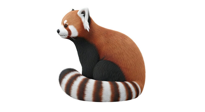 Red Panda Sitting with Striped Tail