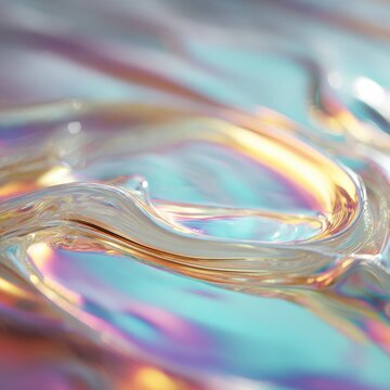 Iridescent abstract waves with fluid colors and light reflections