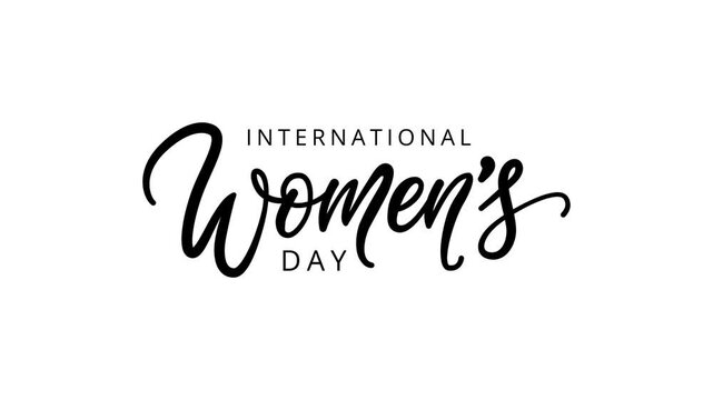 Animated Happy International Women's Day, 8 march text. Great for international women's day celebration stock video footage