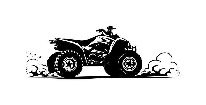 Off-road ATV, four-wheeler, vector, black, illustration, mud splatter