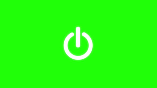 Glowing white power button icon isolated on transparent background for start or shut down control minimalist style