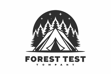 Silhouette of a camp tent among pine trees beneath a starry night sky © Sonda