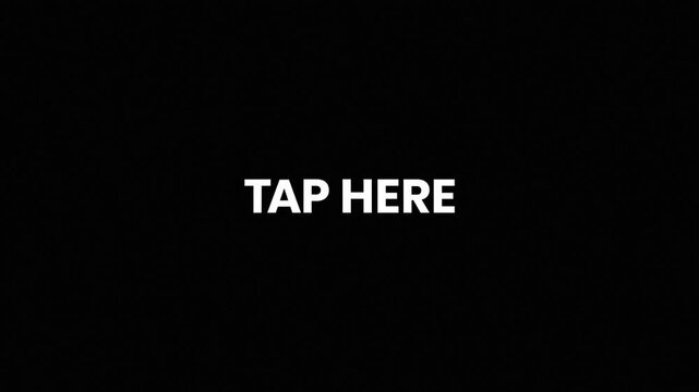 Tap Here Liquid Glitch Text Animation 4K for Mobile App Interaction and UI Navigation