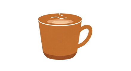 Obraz premium Warm brown coffee mug with steam rising on white background