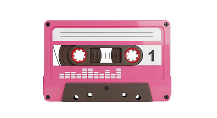 Fototapeta premium Pink Cassette Tape with Volume Equalizer Graphic and Number 1