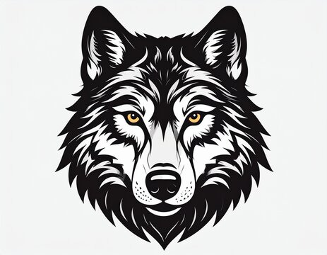 Illustration of a wolf's head in a graphic design