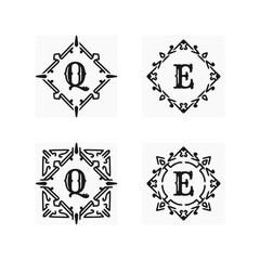 set vintage logo with rhombus frame style artistic line shape. 
