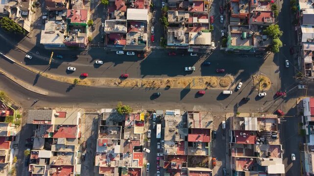 High-altitude drone view of Ecatepec urban density, Estado de M&eacute;xico