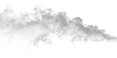 Fototapeta premium Dark smoke swirls with thick, curling tendrils. Transparent layers create dramatic depth. Perfect overlay for horror, gothic, or cinematic art.PNG