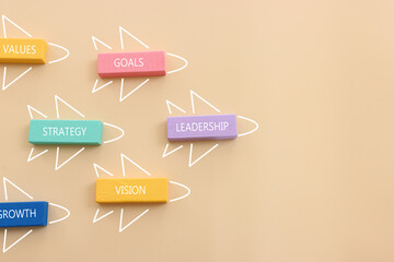 Concept image of a forming an airplane metaphor. Idea of leadership and education