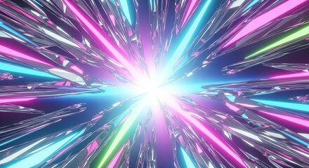 Neon Tunnel: An exhilarating journey through a kaleidoscope of vibrant neon lights. The image showcases a sense of movement and energy, ideal for conveying futuristic themes and abstract concepts. 