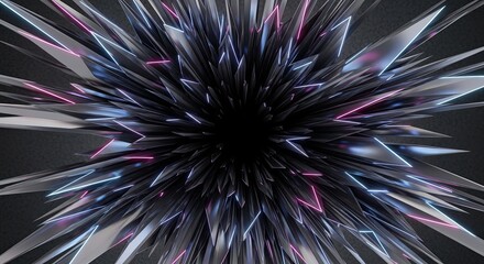 Abstract Starburst: A striking and modern abstract composition, featuring a captivating starburst design with sharp, multifaceted elements radiating outward from a central point.