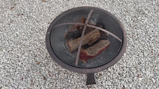 Pile of wood on a pyre ready to be burnt.