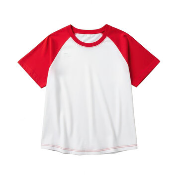 Vibrant red and white baseball tee isolated on transparent background